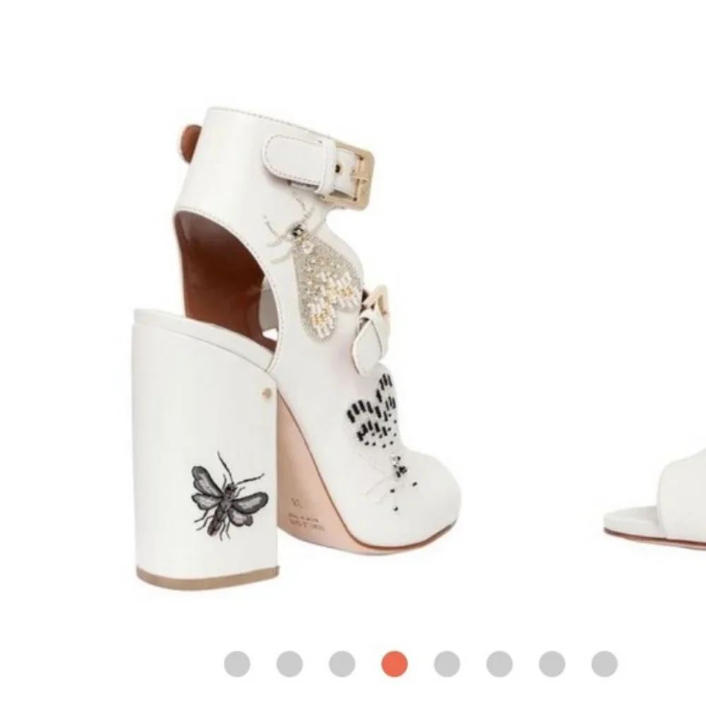 LAURENCE DACADE NELEN EDEN BEADED IVORY WHITE SANDALS - Picture 4 of 16